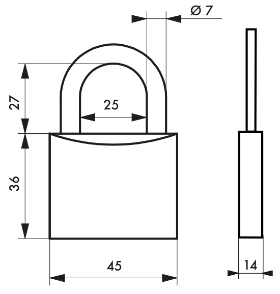Cadenas monobloc anse en acier cémenté verouillage goupille 35 mm 63351 Thirard