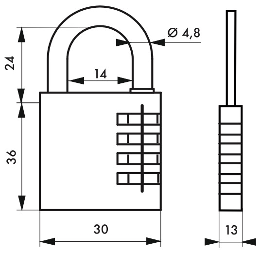 Cadenas à combinaison en laiton 3 chiffres 20 mm Thirard