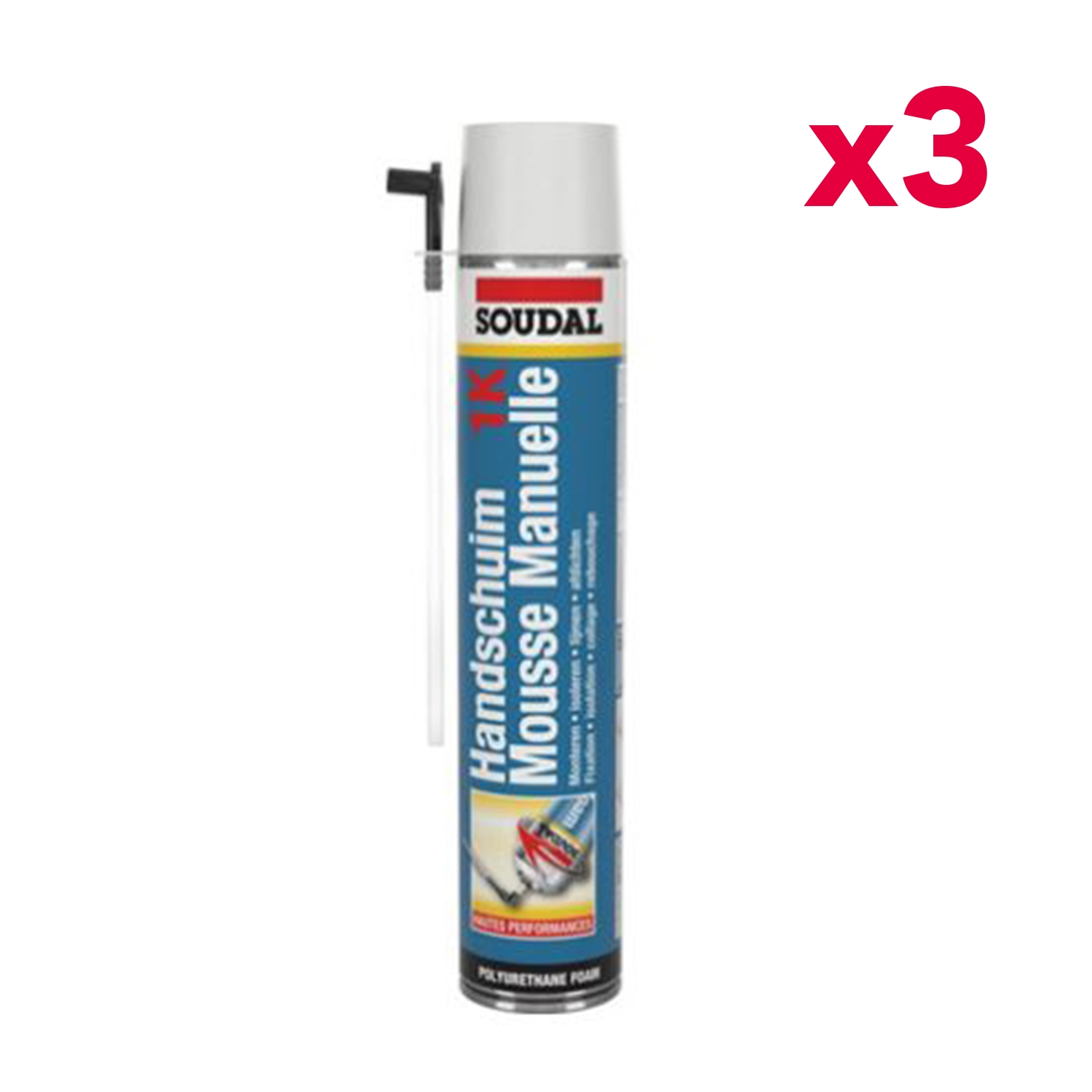 Lot de 3 mousses expansives Souadafoam 1k 750 ml Soudal