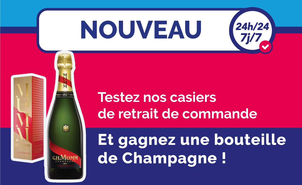 Testez nos casiers de retrait de commande et gagnez une bouteille de Champagne