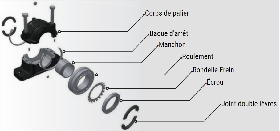 Schéma de la composition d'un palier fonte