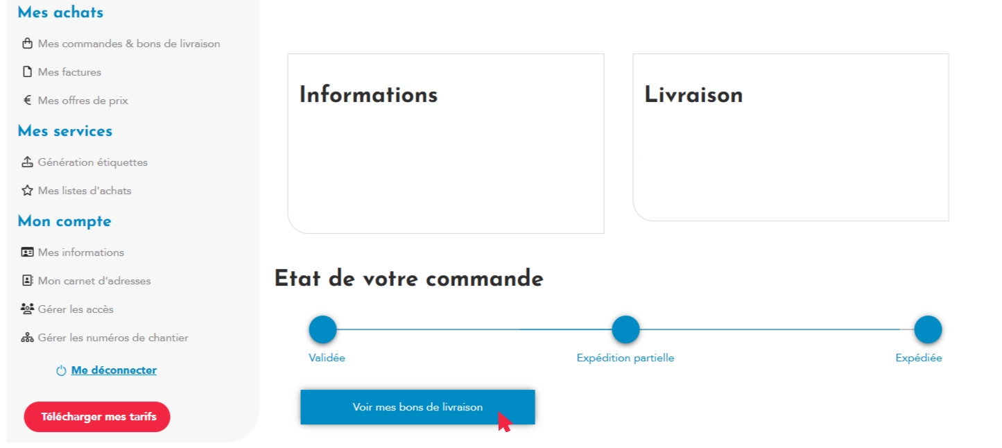 Accéder aux détails de sa commande