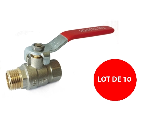 Lot de 10 vannes à boisseau sphérique MF poignée plate 15x21