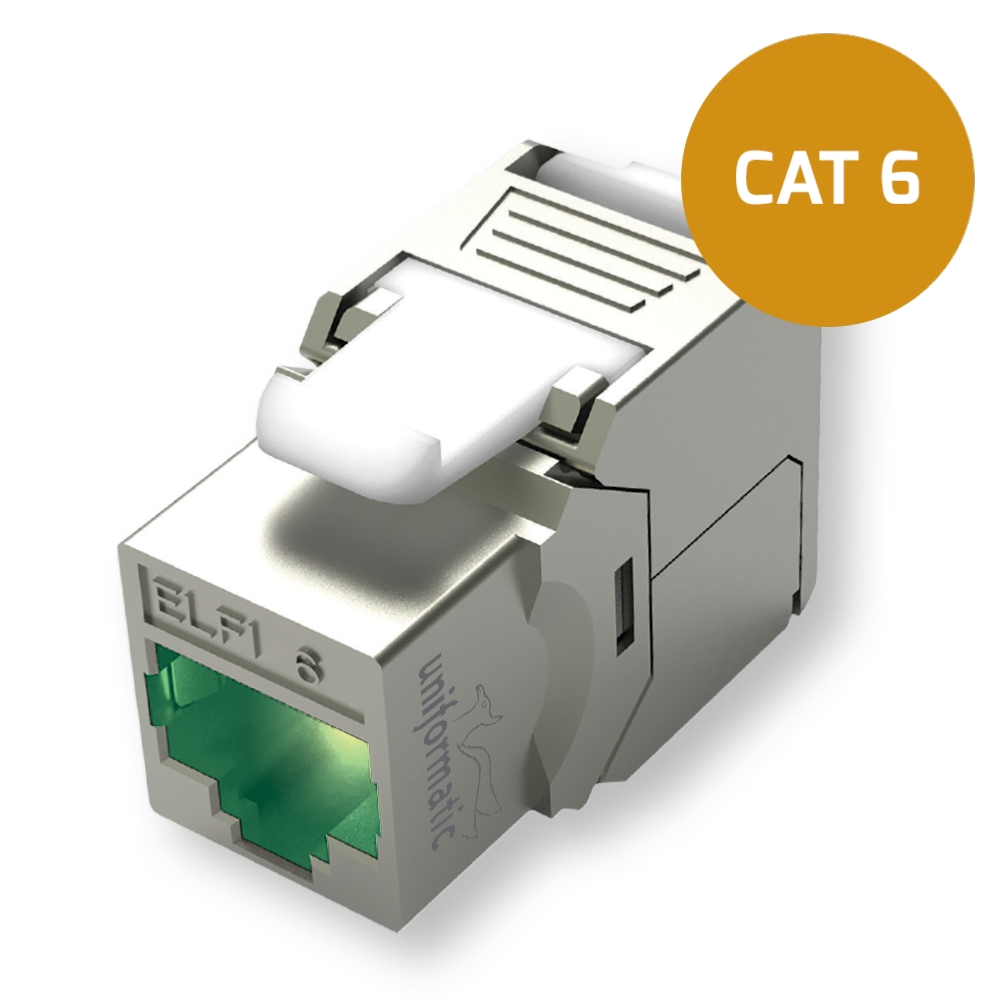 Embase RJ45 à repérage lumineux led ELFI Cat 6 ou 6A FTP autodénudant - pack de 8 Uniformatic