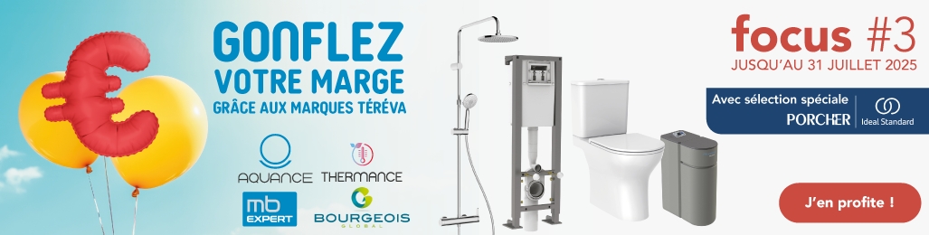 Du 1er mai au 31 juillet 2025, profitez d'une sélection exclusive de produits professionnels pour la plomberie, le chauffage, la climatisation et le sanitaire en promotion !
