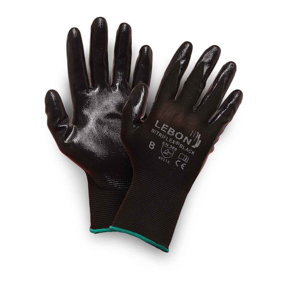 LANON Lot de 3 paires de gants de travail en caoutchouc, coupe élastique 3D  sans couture, prise en main, nylon avec doublure en lycra, revêtement  froissé en latex, moyen XX-large (3 paires) 