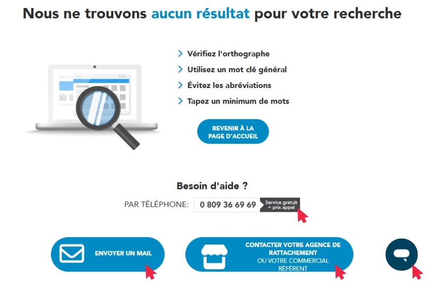 Page aucun résultat