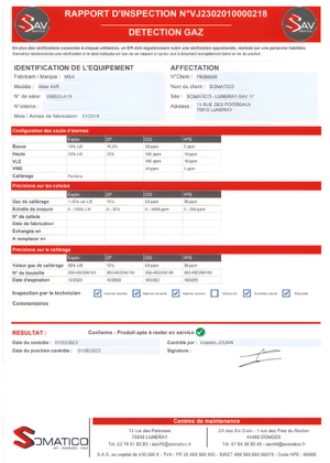 Rapport d'inspection