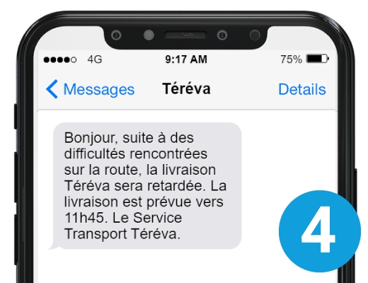 SMS en cas de retard du livreur