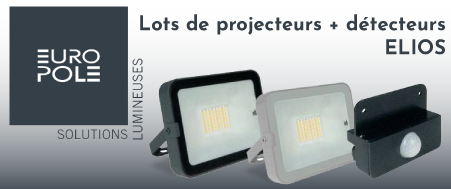 Lot Elios 5 projecteurs dont 1 gratuit + 3 détecteurs Europole