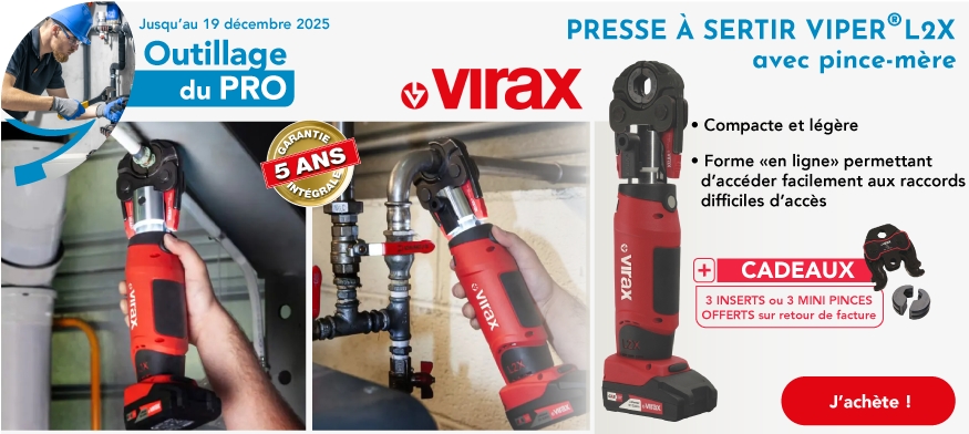 Presse à sertir L2X + 2 batteries + pince mère Virax