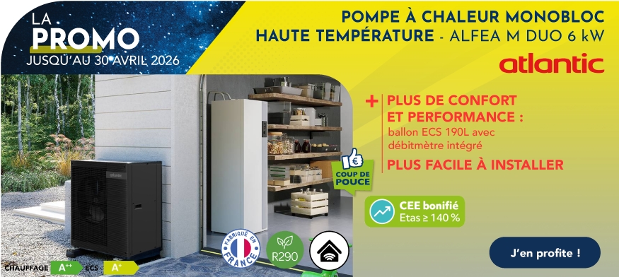 Pompe à chaleur monobloc haute température Alfea M Duo - R290 : ballon ECS intégré 190 L Atlantic