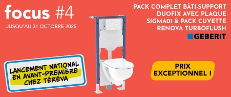 Pack complet bâti-support Duofix avec plaque Sigma01 et Pack cuvette Renova TurboFlush Geberit