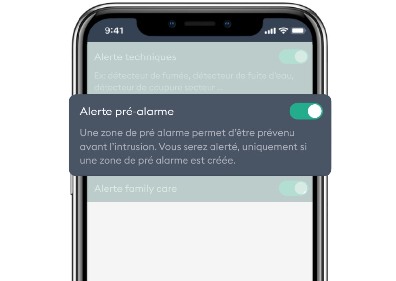 notification de pré-alarme application Tydom