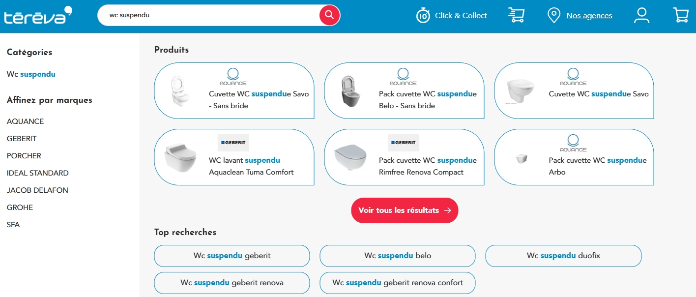 Barre de recherche Téréva