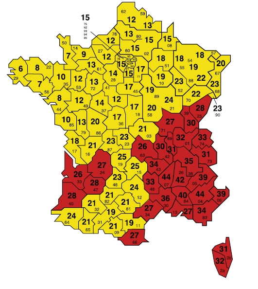 foudroiement par région