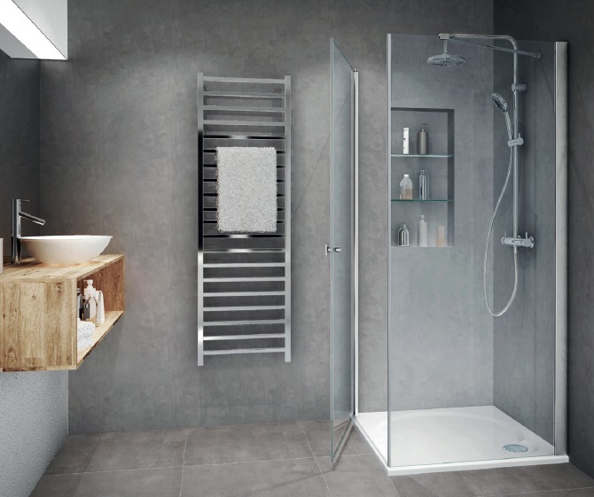 Paroi et porte de douche pivotante