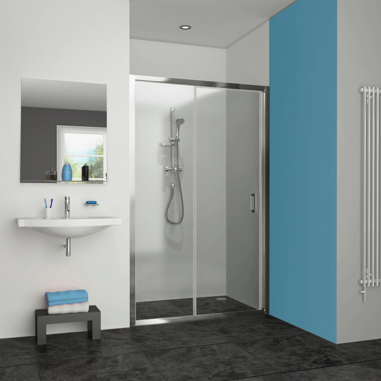 Paroi et porte de douche coulissante