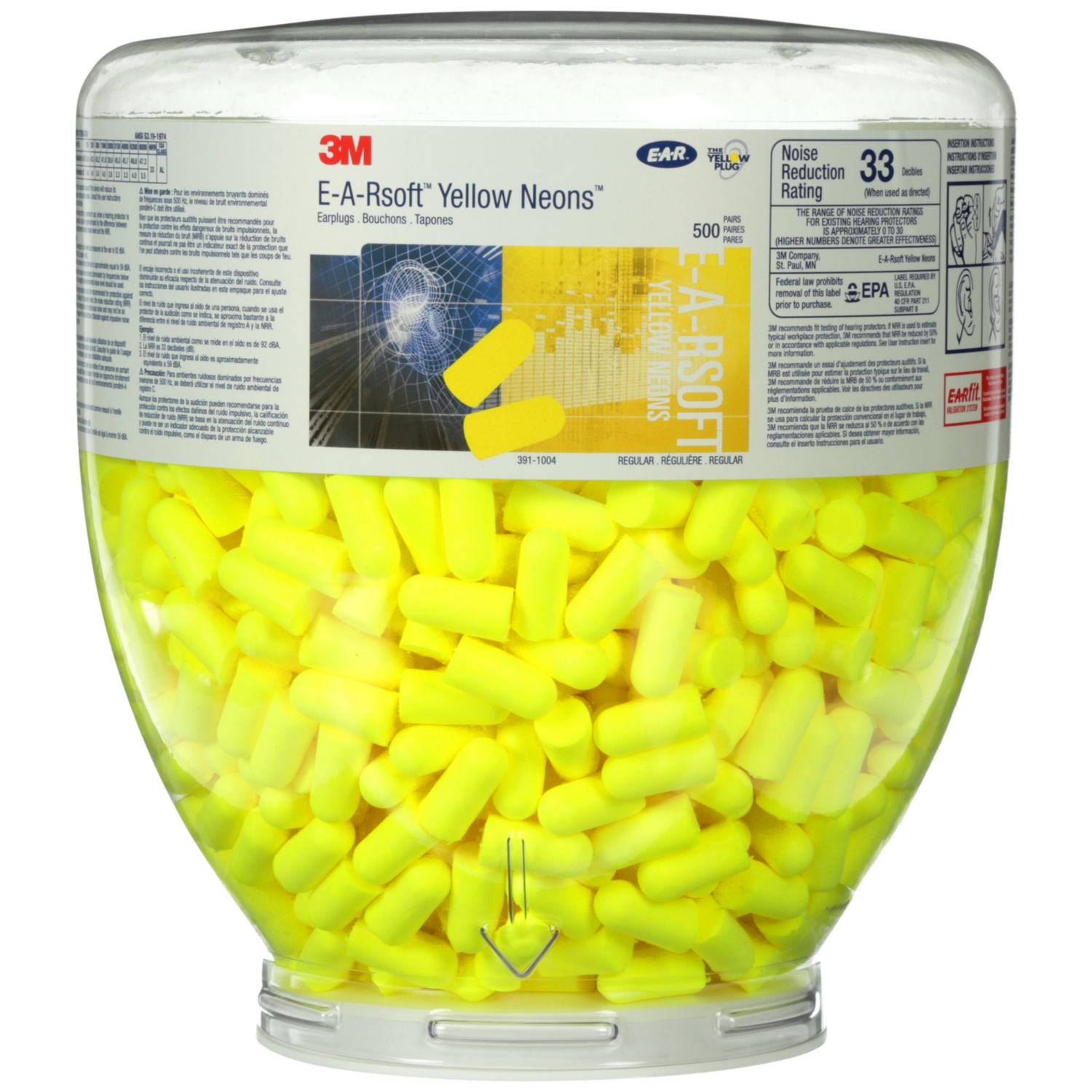 Bonbonne de bouchons antibruit à usage unique E-A-Rsoft 3M