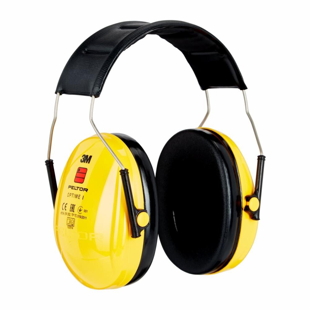  Casque antibruit jaune Optime I avec serre-tête SNR 27 dB 