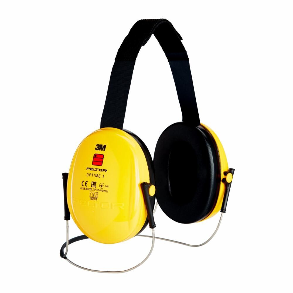 Casque antibruit jaune Optime I avec serre-nuque SNR 26 dB 3M Protection