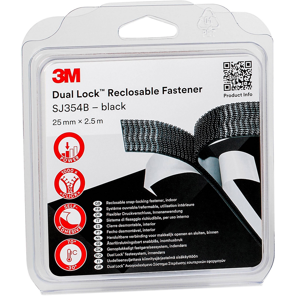 Système ouvrable/refermable Dual-Lock™ SJ3540 noir 3M