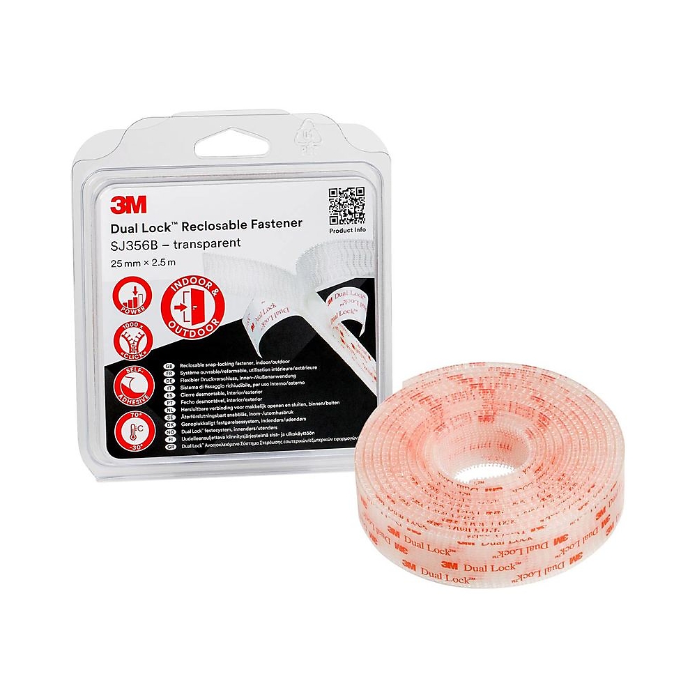 Système ouvrable/refermable Dual-Lock™ SJ3560 translucide 3M
