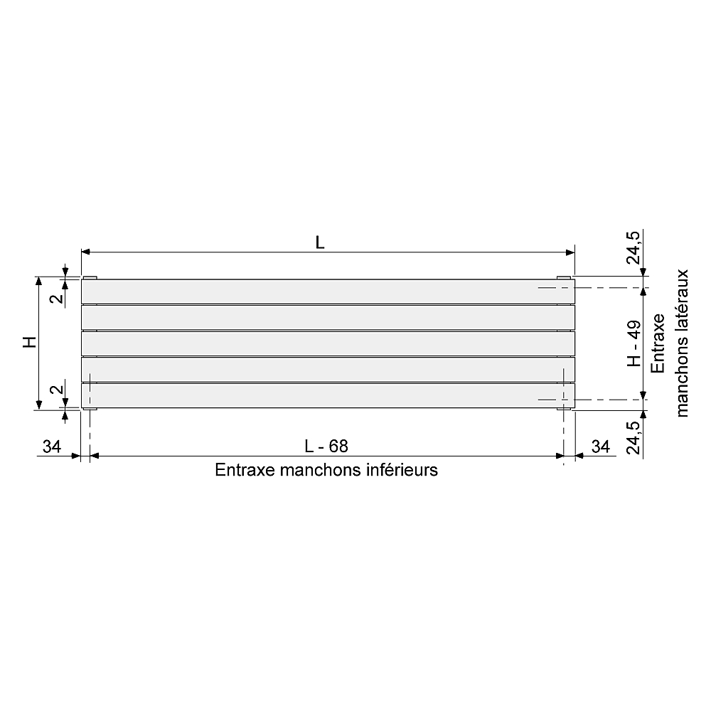 Radiateur Fassane Horizontal simple hauteur 140 Acova