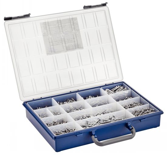 Coffret 1684 pièces - vis à tôle TC + TF pozidrive + embouts Acton