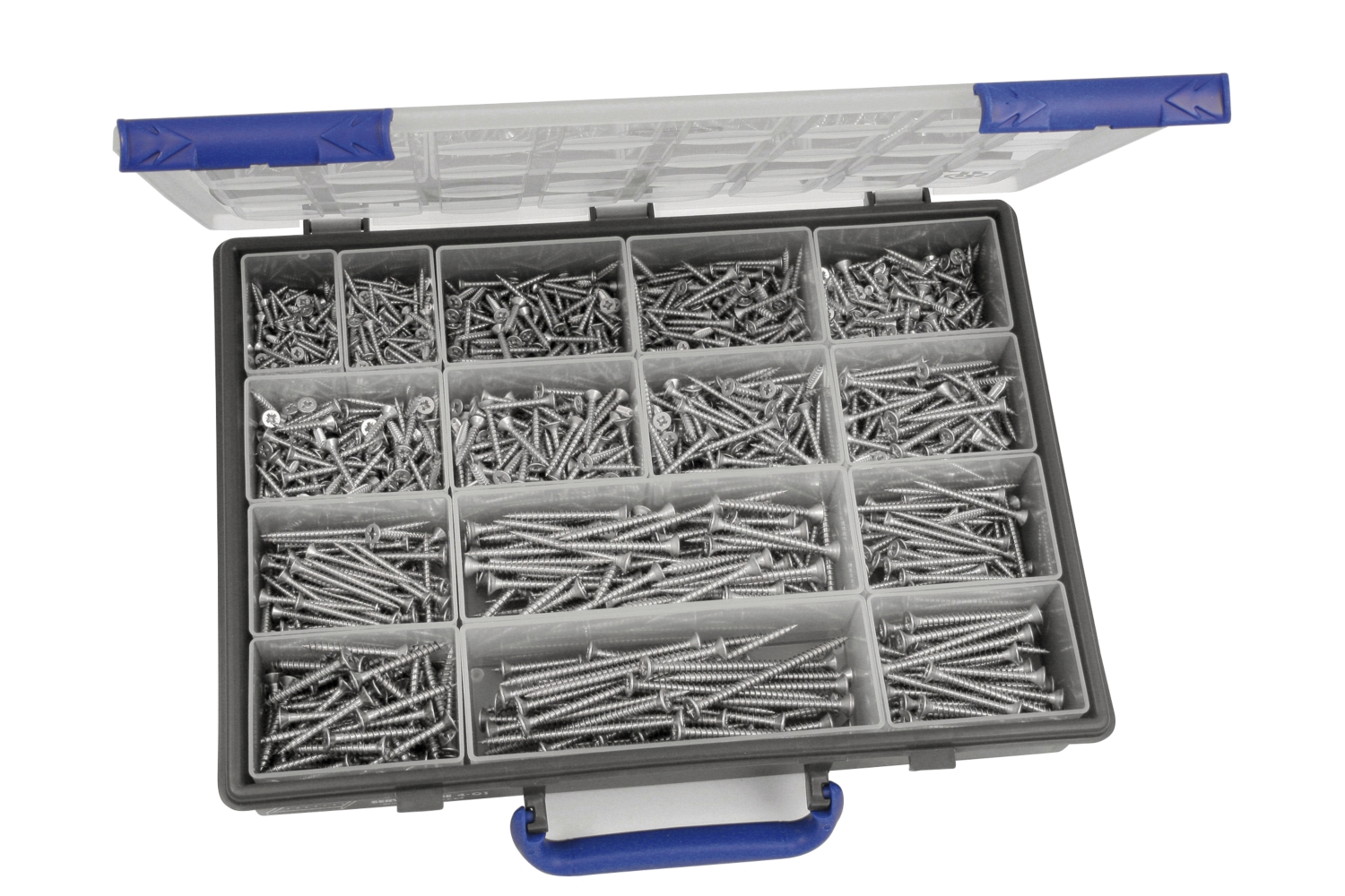 Coffret de 1660 vis à bois fraisée torx inox + embouts