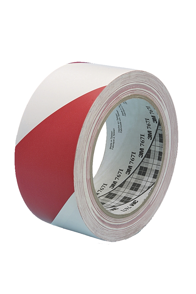 Ruban adhésif PVC souple - Blanc/Rouge 3M SCOTCH Signalétique 767RW50