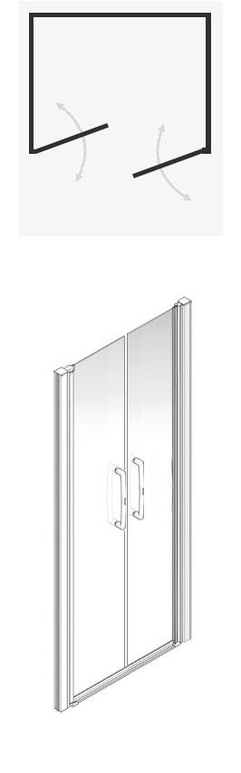 Porte de douche Larenco Saloon battante accès de face - Profil chromé verre transparent AKW