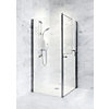 Porte de douche Larenco Duo battante accès en angle - Profil chromé verre transparent AKW