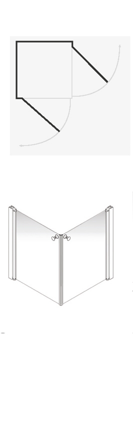 Porte de douche Larenco Duo mi-hauteur battante accès en angle - Profil chromé verre transparent AKW