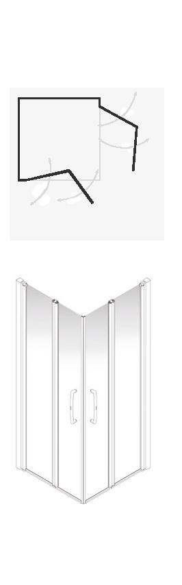Porte de douche Larenco pivotante pliante accès d'angle - Profil chromé verre transparent AKW