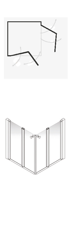 Porte de douche Larenco mi-hauteur pivotante pliante accès d'angle - Profil chromé verre transparent AKW