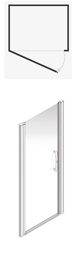 Porte de douche Larenco battante accès de face - Profil chromé verre transparent AKW