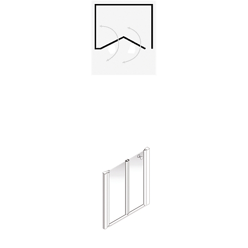 Porte de douche Larenco mi-hauteur pivotante pliante accès de face - Profil chromé verre transparent AKW