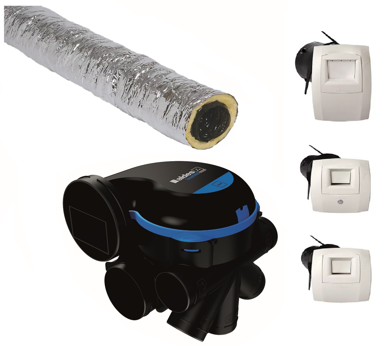 Lot Kit VMC EasyHOME® Hygro Premium MW + Gaine Algaine isolée diamètre 80 mm offerte Aldes