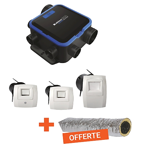 Lot Kit EasyHOME® Hygro Compact Premium MW + Gaine Algaine isolée Ø80 6 ML offerte Aldes