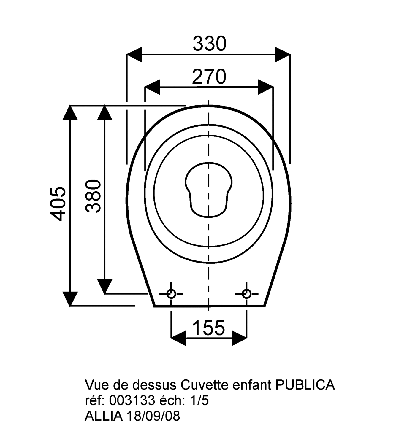 Cuvette à alimentation indépendante Bambini enfant avec trous d'abattant -  Sortie horizontale 500.916.00.1 Geberit