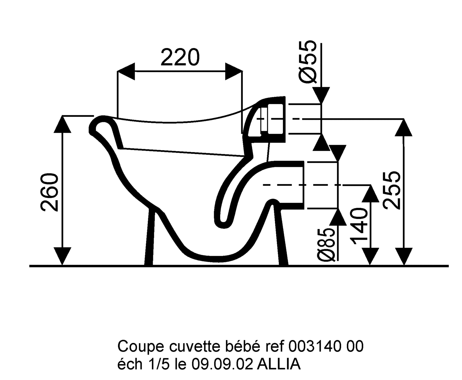 Cuvette à alimentation indépendante Bambini enfant avec trous d'abattant -  Sortie horizontale 500.916.00.1 Geberit