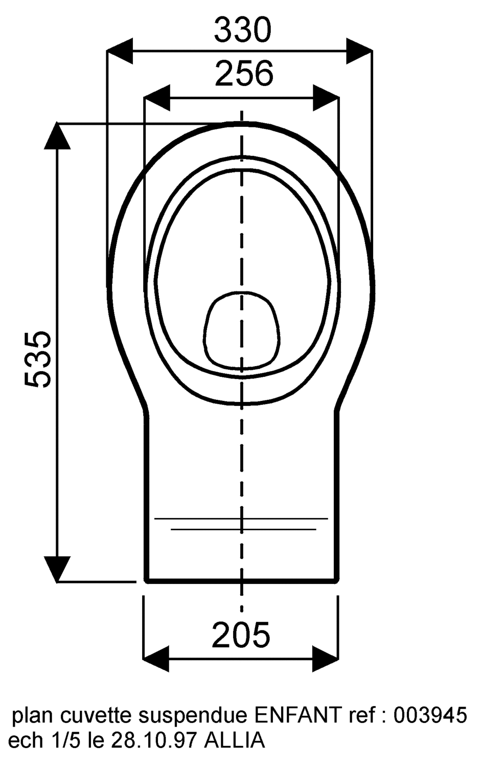Cuvette WC suspendue Bambini - Sans trou d'abattant Geberit