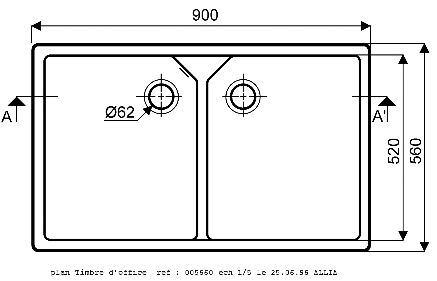 Timbre d'office Publica - 2 cuves 350490000 Geberit