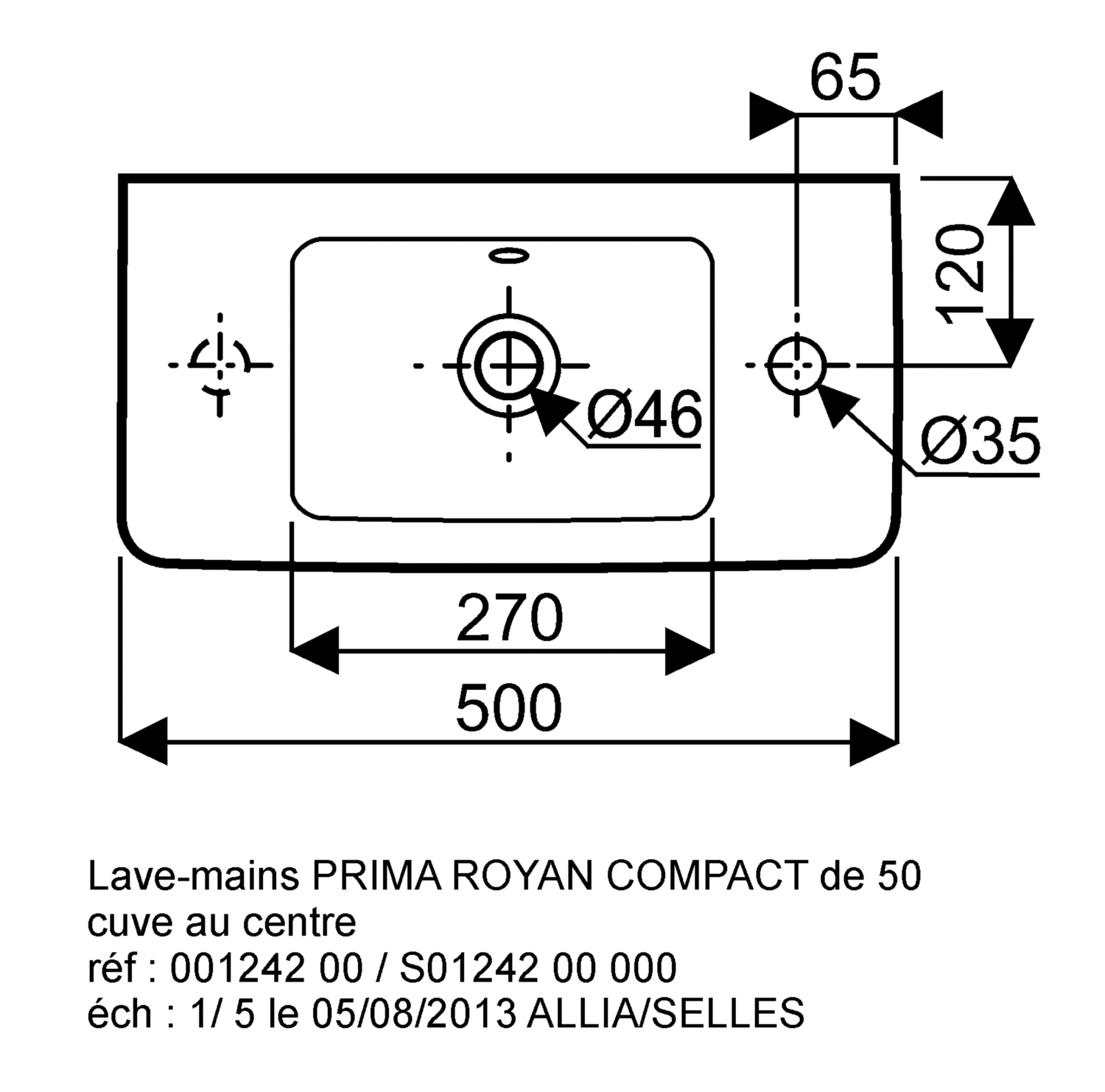 Lave-mains Renova compact - Cuve au centre 276150000 Geberit