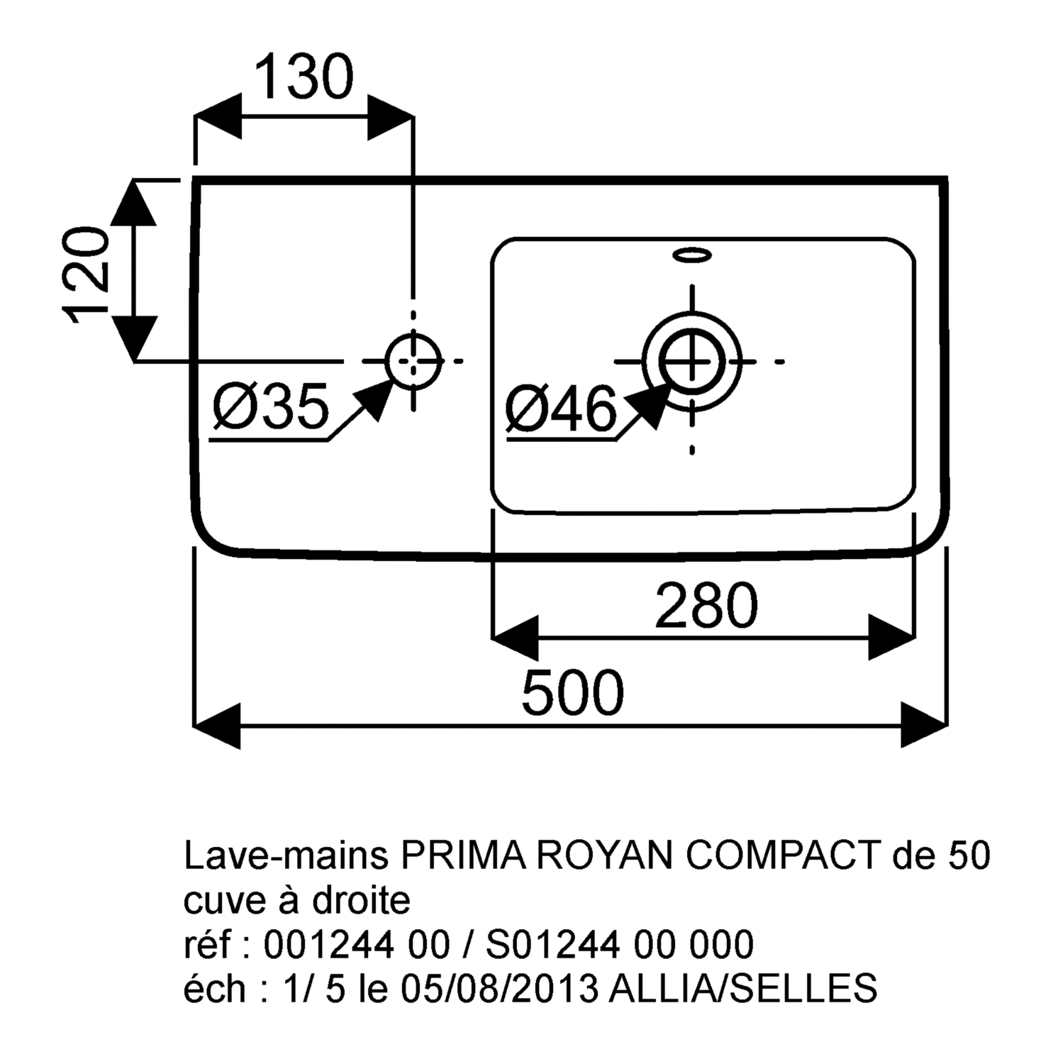 Lave-mains Renova Compact - Cuve à droite Geberit