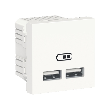 New Unica - Chargeur USB double - Blanc - 2 modules Schneider Electric