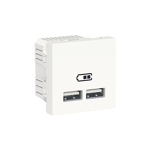 New Unica - Chargeur USB double - Blanc - 2 modules Schneider Electric