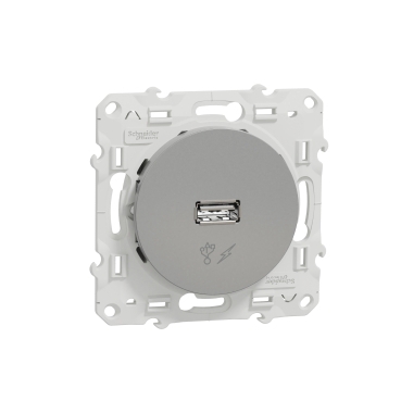Prise courant faible Odace - Aluminium Schneider Electric