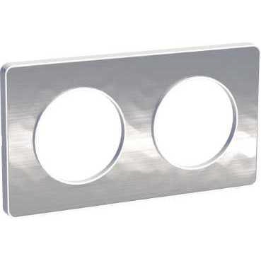 Plaque Odace Touch - Aluminium martelé avec liseré blanc Schneider Electric